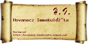 Hovanecz Immakuláta névjegykártya